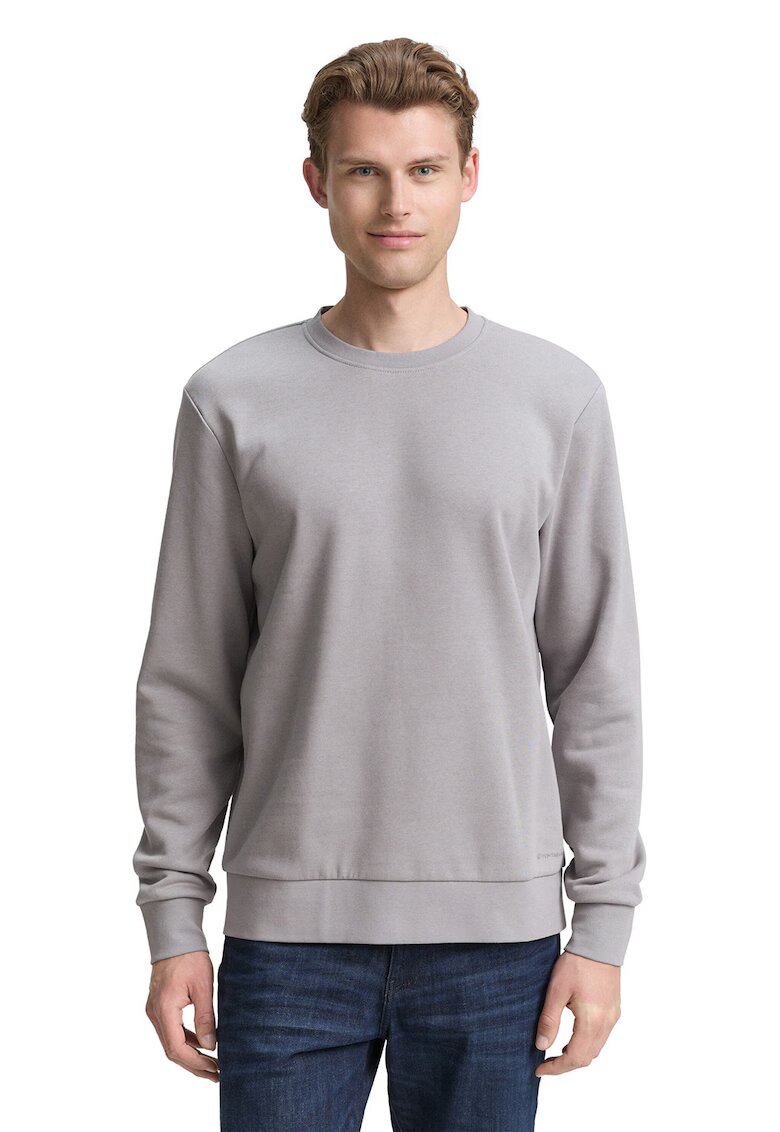 Tom Tailor Bluza de trening cu decolteu la baza gatului si model uni - Gri