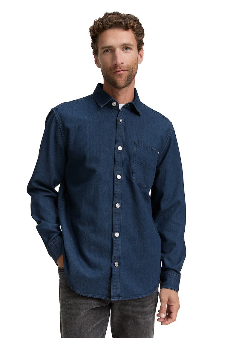 Tom Tailor Camasa din bumbac cu model uni - Bleumarin