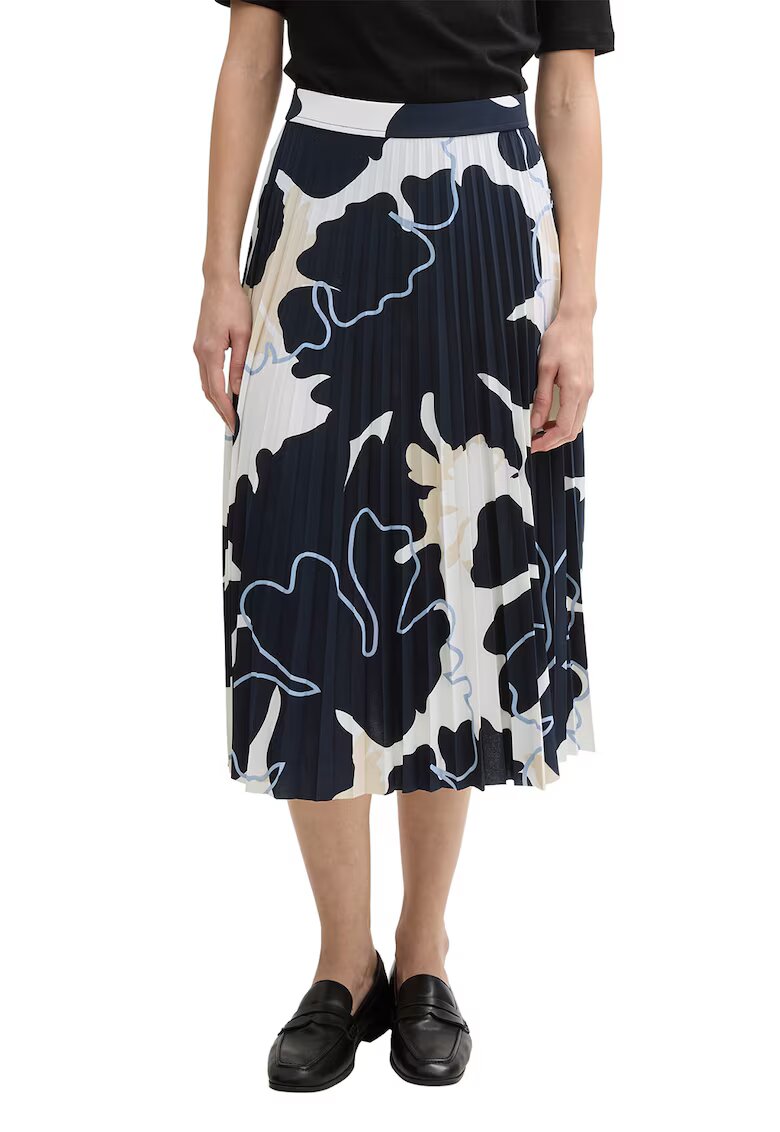 Tom Tailor Fusta midi cu pliuri - Negru/Crem