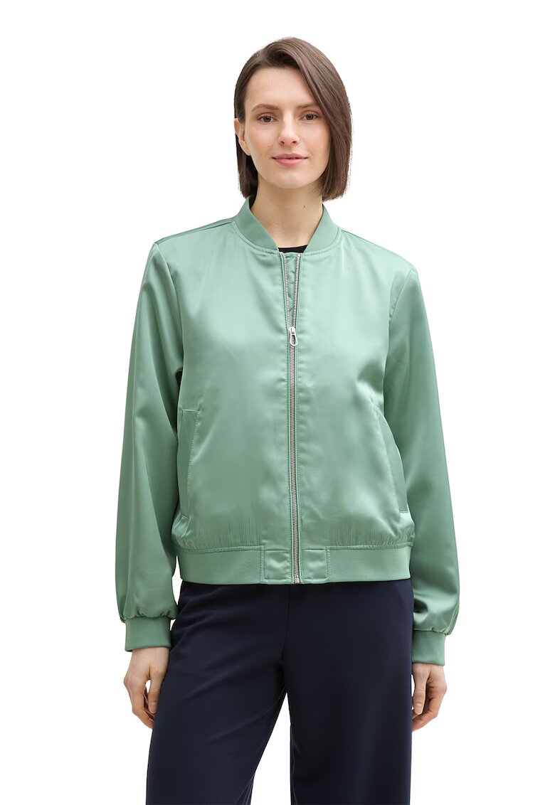 Tom Tailor Jacheta bomber cu fermoar - Verde deschis