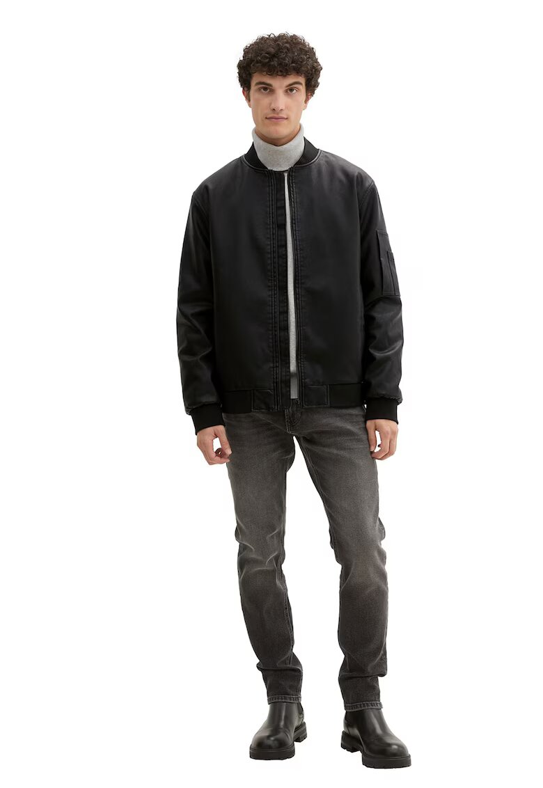 Tom Tailor Jacheta de piele ecologica cu fermoar - Negru