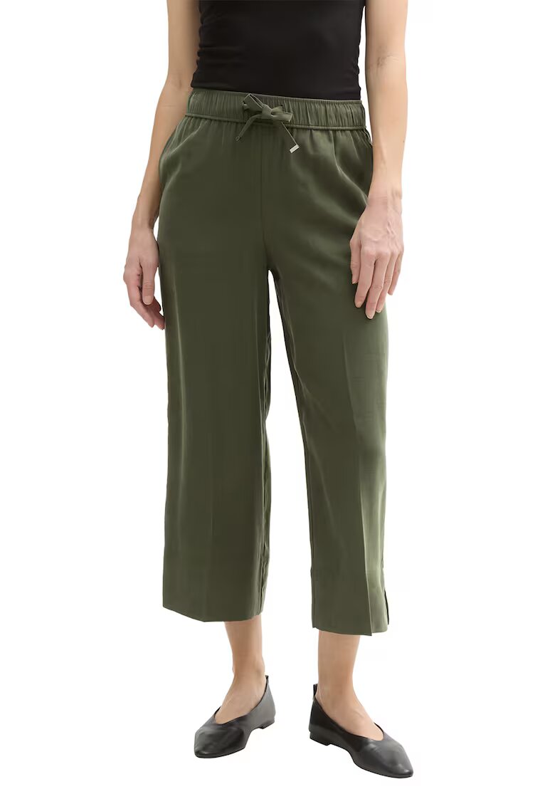 Tom Tailor Pantaloni crop cu croiala dreapta - Kaki