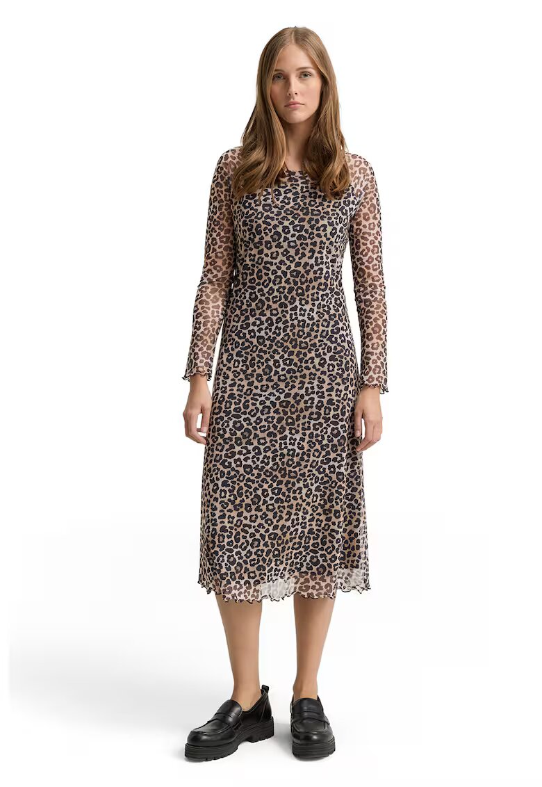 Tom Tailor Rochie midi cu animal print - Negru/Bej