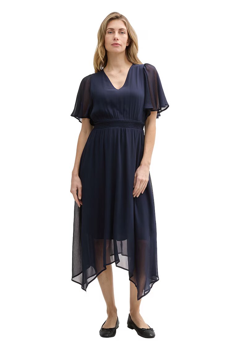 Tom Tailor Rochie midi de sifon cu maneci butterfly - Bleumarin