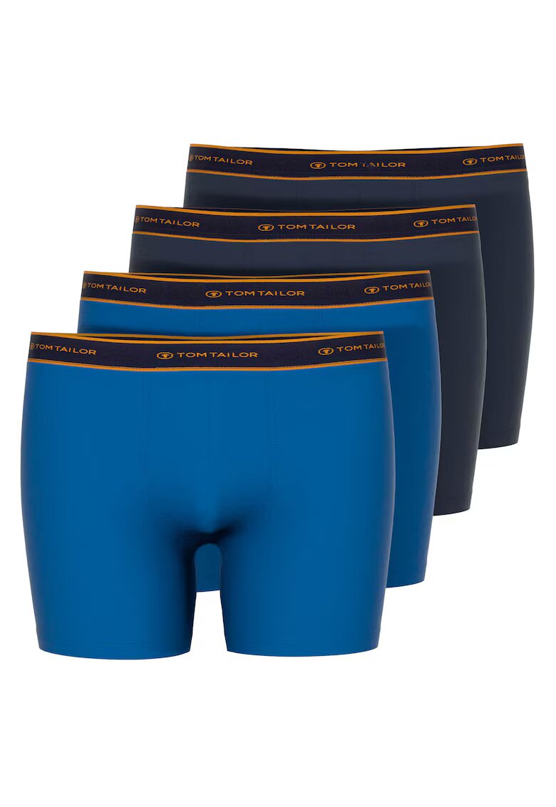 Tom Tailor Set de boxeri cu banda logo in talie - 4 perechi - Albastru