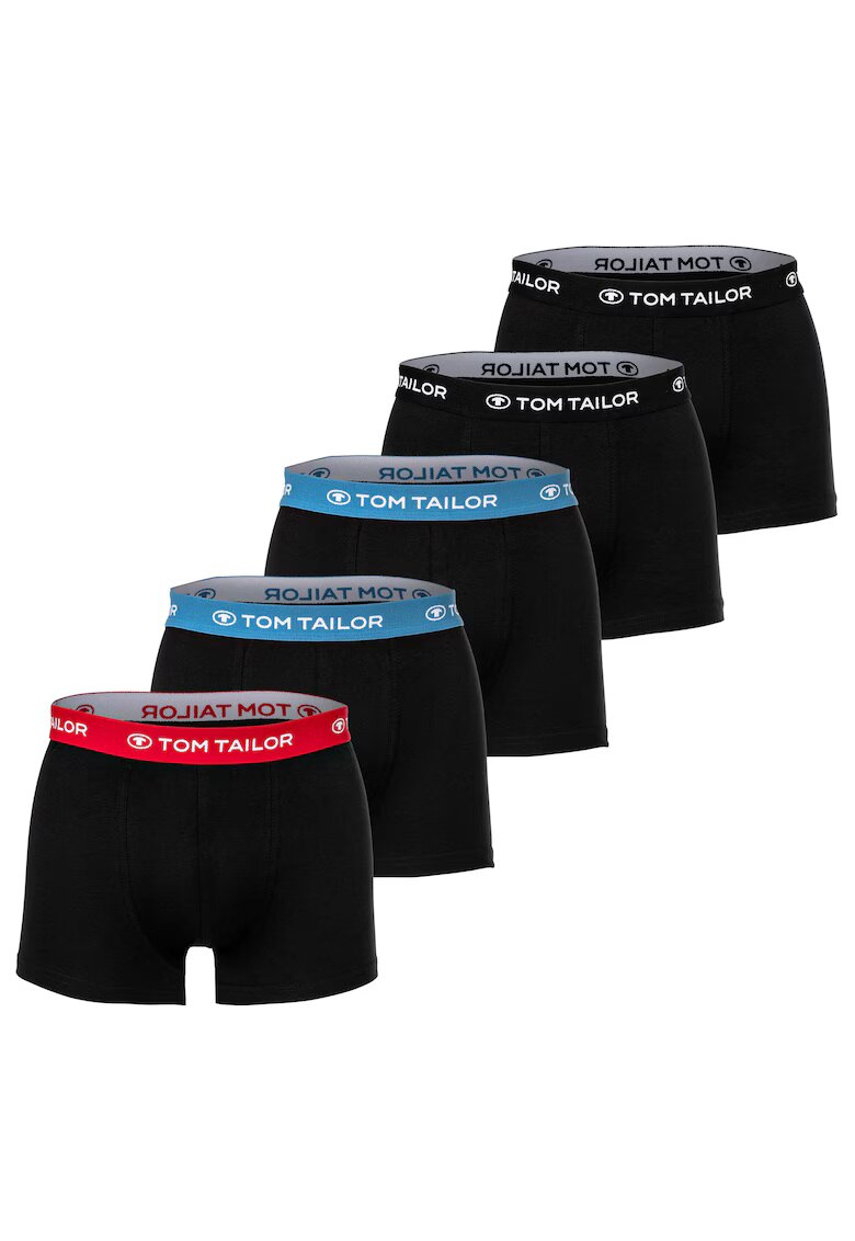 Tom Tailor Set de boxeri cu logo in talie - 5 perechi - Rosu/Negru/Albastru