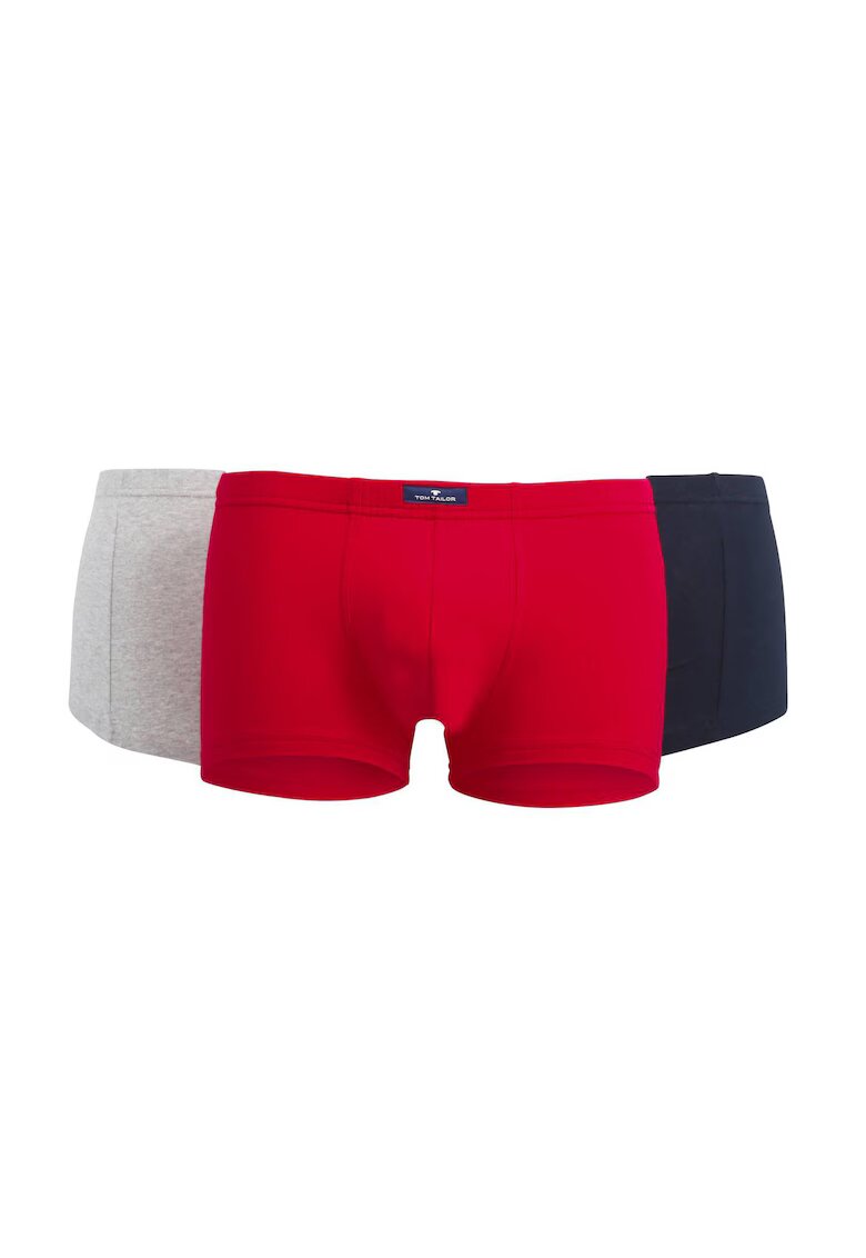 Tom Tailor Set de boxeri din amestec de bumbac - 3 perechi - Rosu/Gri/Bleumarin