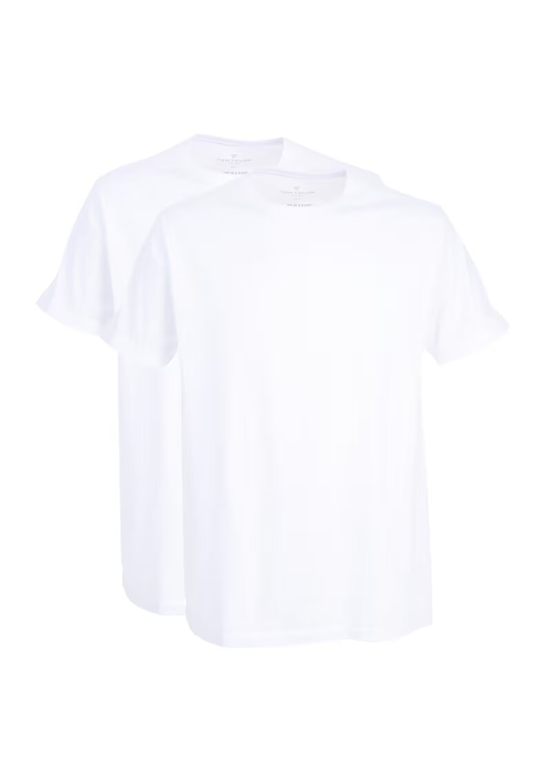 Tom Tailor Set de tricouri de bumbac cu decolteu la baza gatului Lucky - 2 piese - Alb