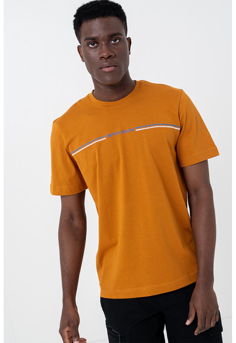 Tom Tailor Tricou din amestec de bumbac organic - Maro scortisoara
