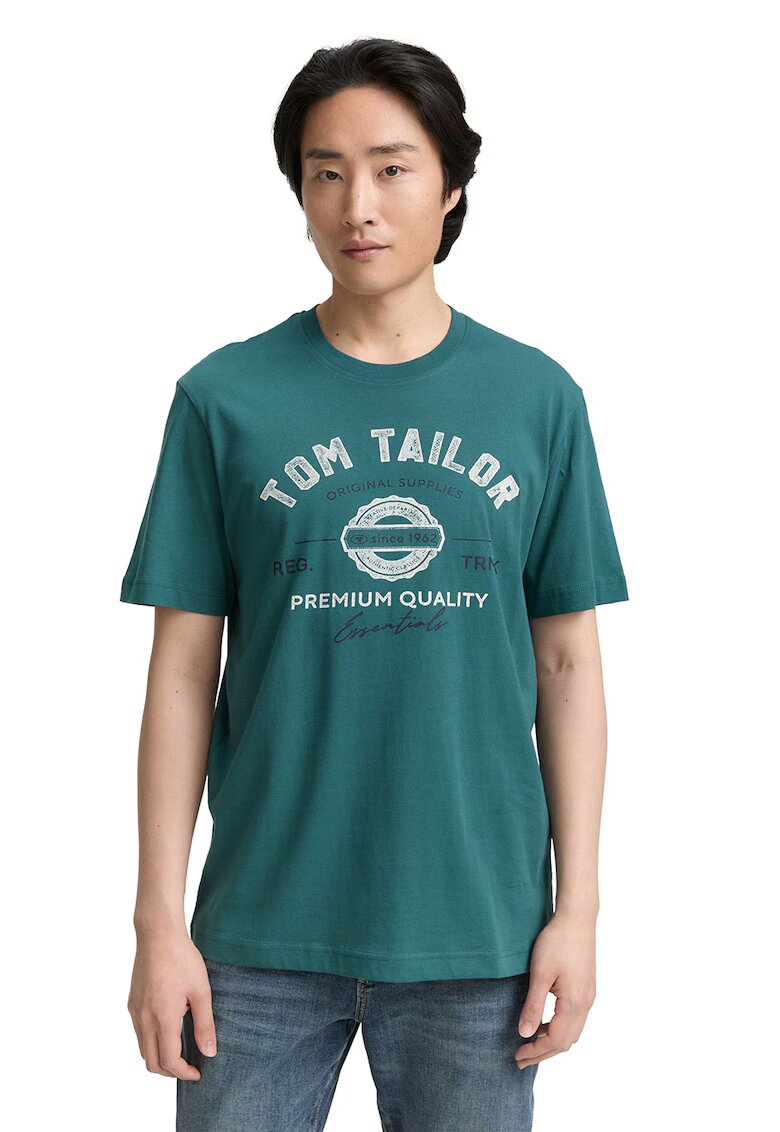 Tom Tailor Tricou din bumbac cu imprimeu logo - Verde