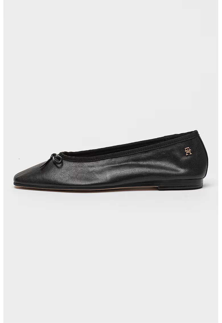 Tommy Hilfiger Balerini din piele cu varf patrat - Negru