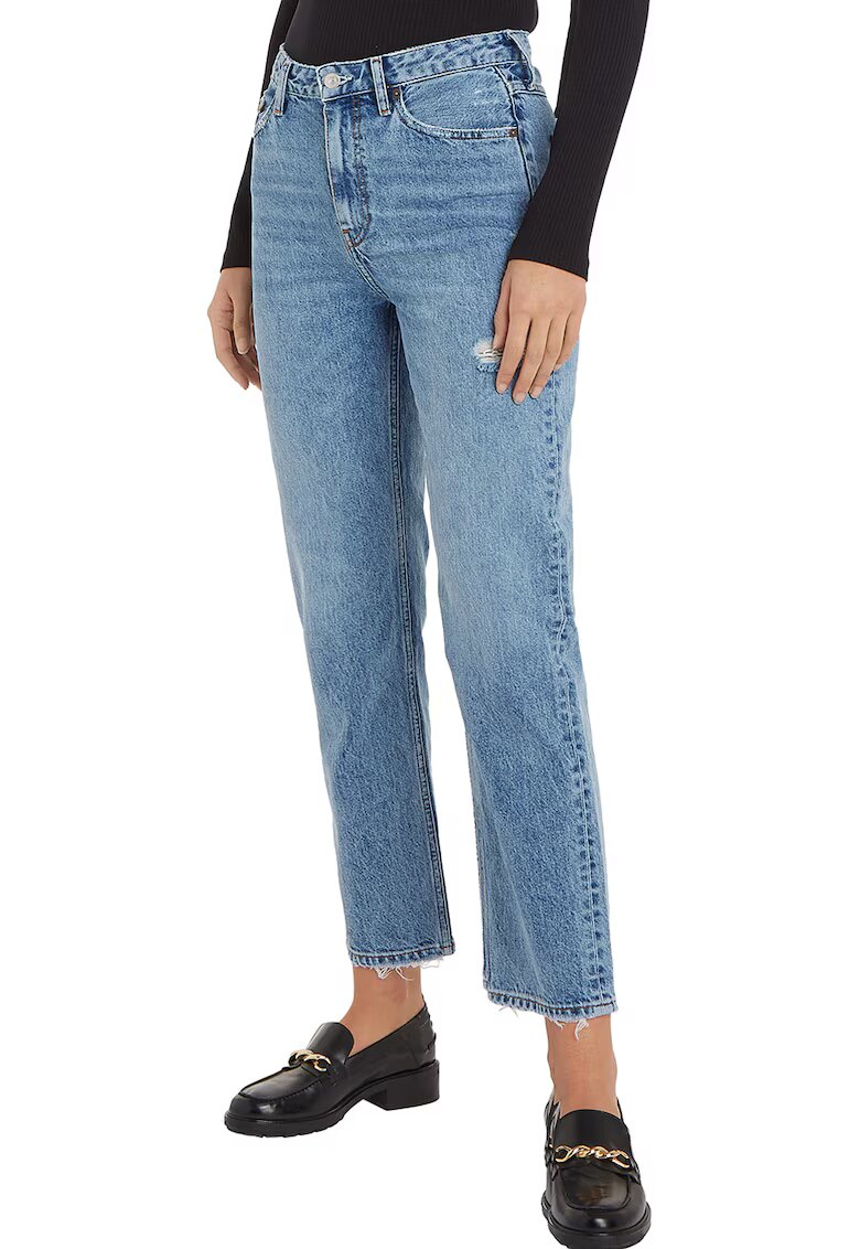 Tommy Hilfiger Blugi crop cu croiala dreapta - Albastru deschis