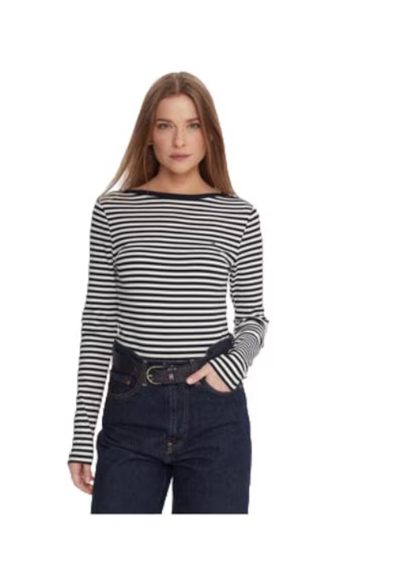 Tommy Hilfiger Bluza dama - viscoza/elastan - bleumarin/alb