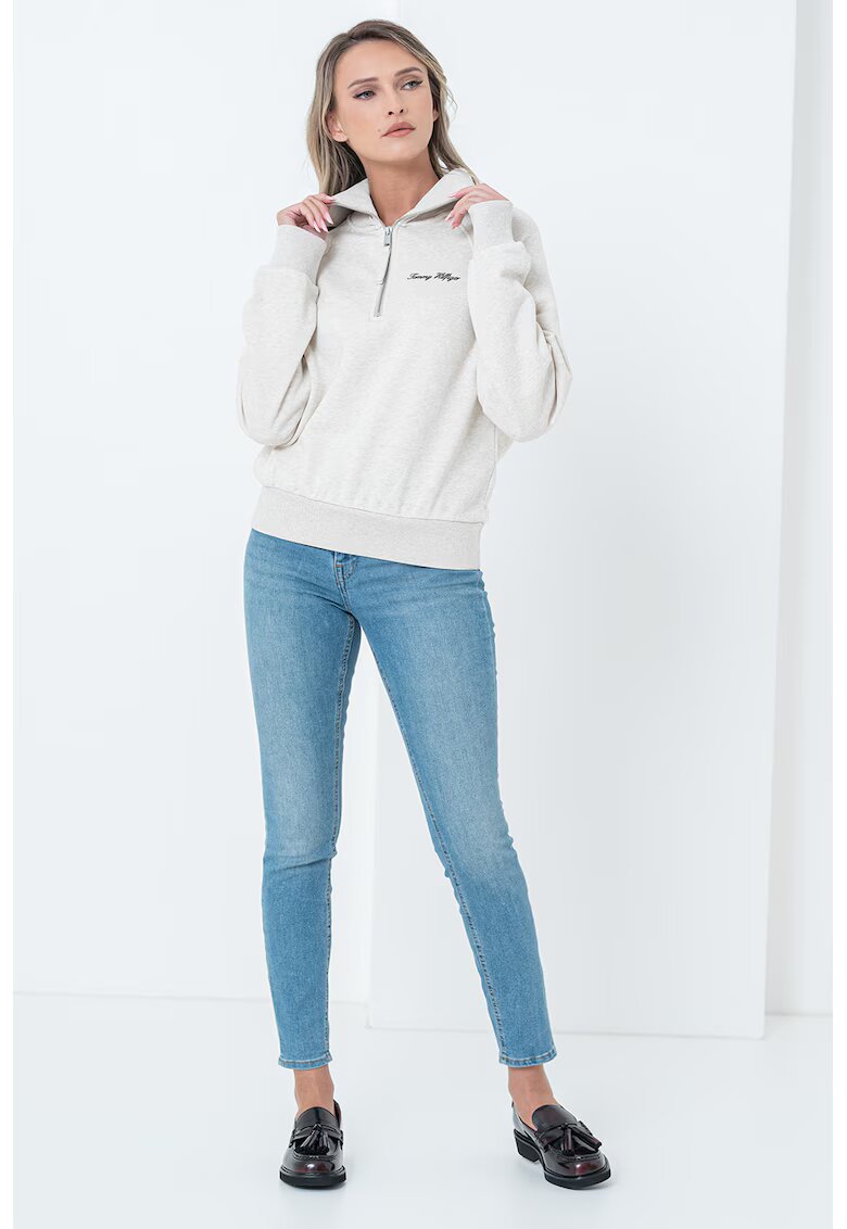 Tommy Hilfiger Bluza de trening cu decolteu cu fermoar scurt - Bej deschis melange