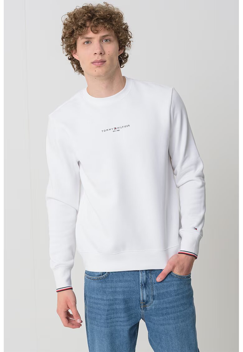 Tommy Hilfiger Bluza de trening cu logo - Negru/Alb optic