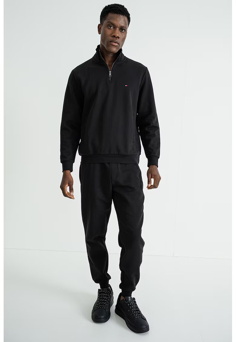 Tommy Hilfiger Bluza de trening cu logo si fenta cu fermoar - Negru