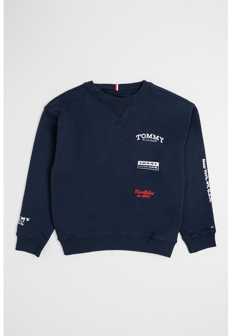 Tommy Hilfiger Bluza de trening din amestec de bumbac cu imprimeu logo discret - Bleumarin