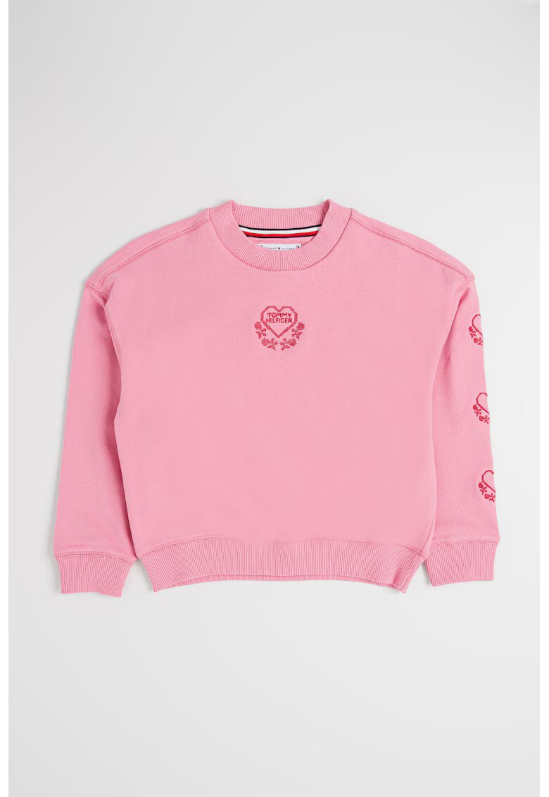 Tommy Hilfiger Bluza de trening din amestec de bumbac cu imprimeu - Roz