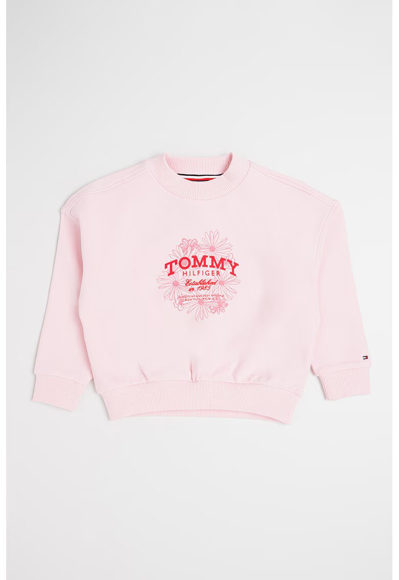 Tommy Hilfiger Bluza de trening din amestec de bumbac cu logo - Roz pastel