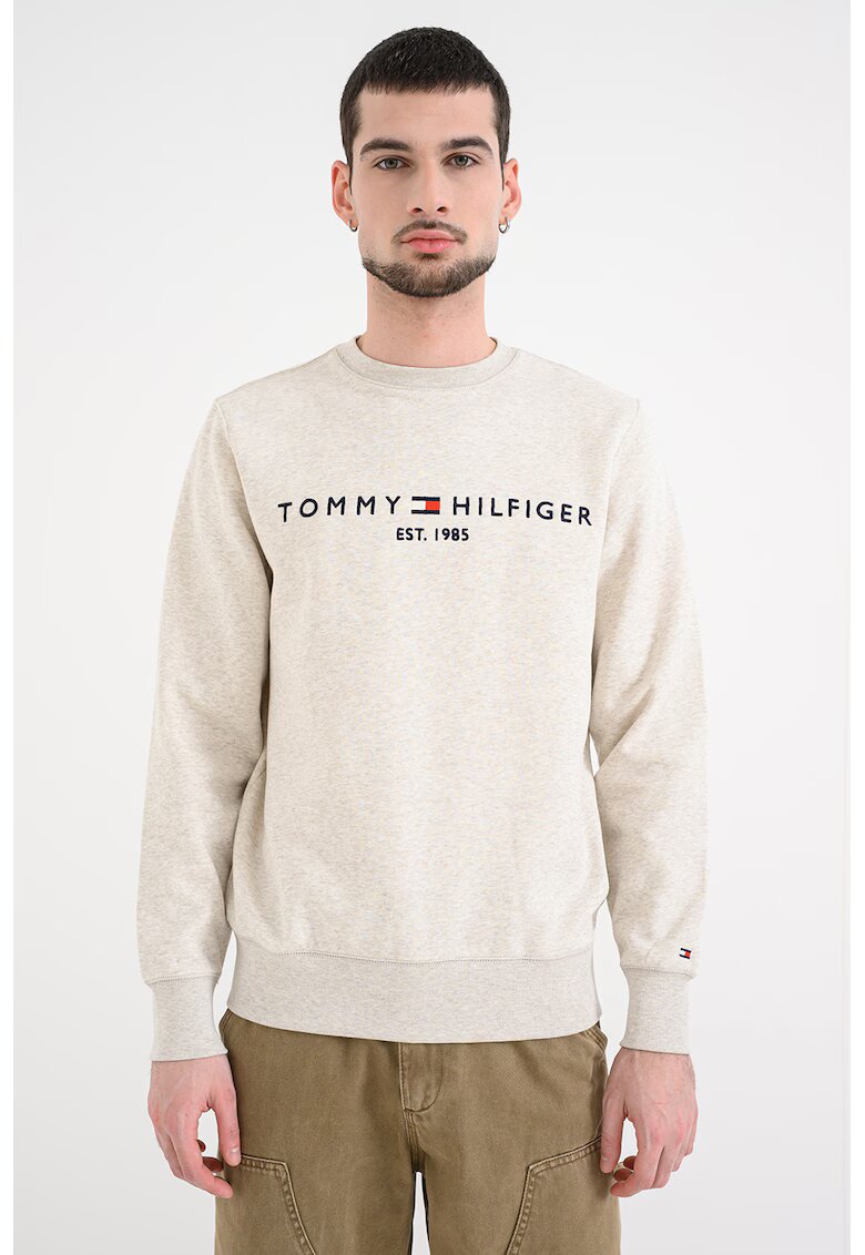 Tommy Hilfiger Bluza de trening din amestec de bumbac organic cu logo - Bej