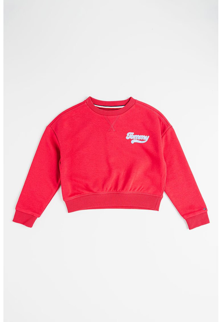 Tommy Hilfiger Bluza de trening din bumbac organic cu logo - Roz zmeuriu
