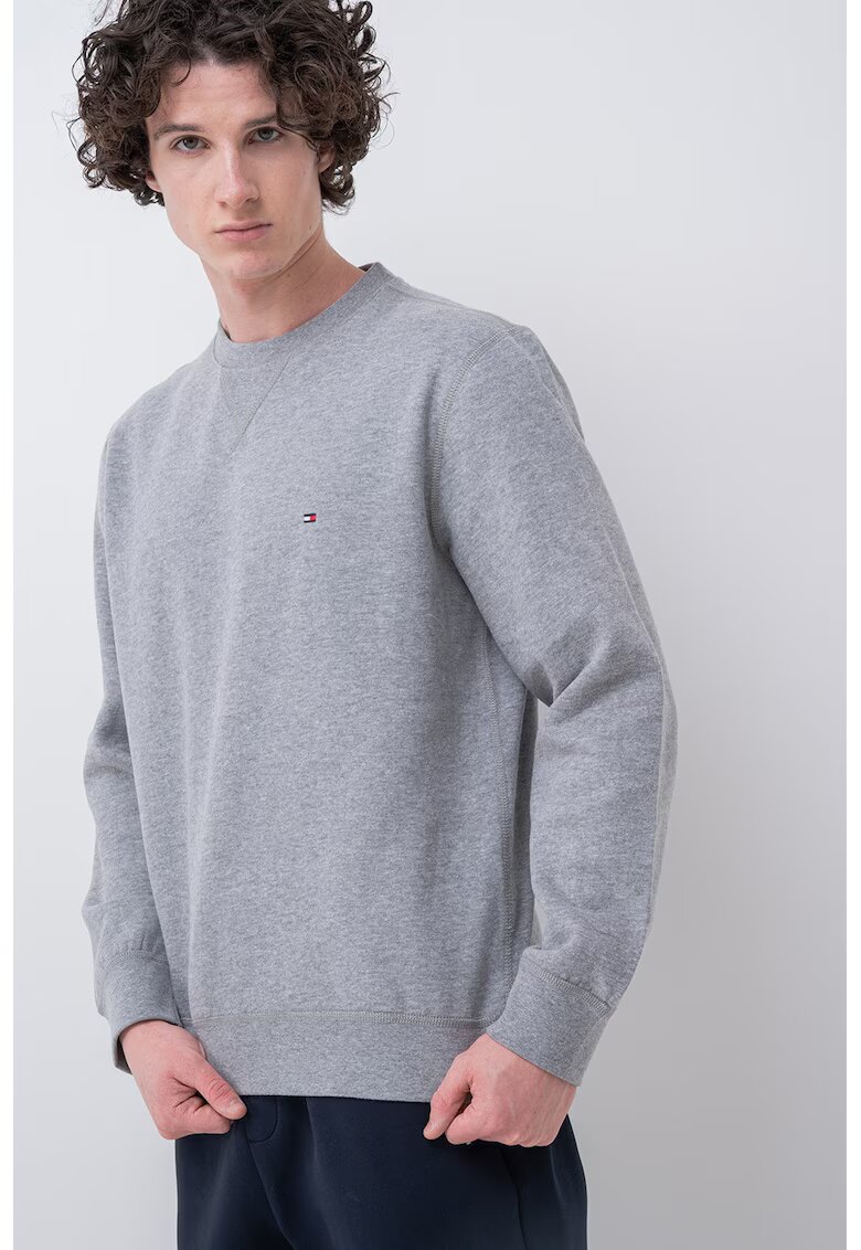 Tommy Hilfiger Bluza de trening regular fit cu decolteu la baza gatului - Gri deschis melange