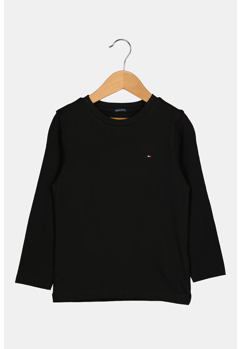Tommy Hilfiger Bluza din bumbac organic cu detaliu logo - Negru