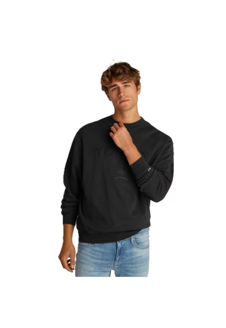 Tommy Hilfiger Bluza pentru Barbati - tjm rlx varsity tonalcrew - DM0DM20827-BDS - Negru - Negru