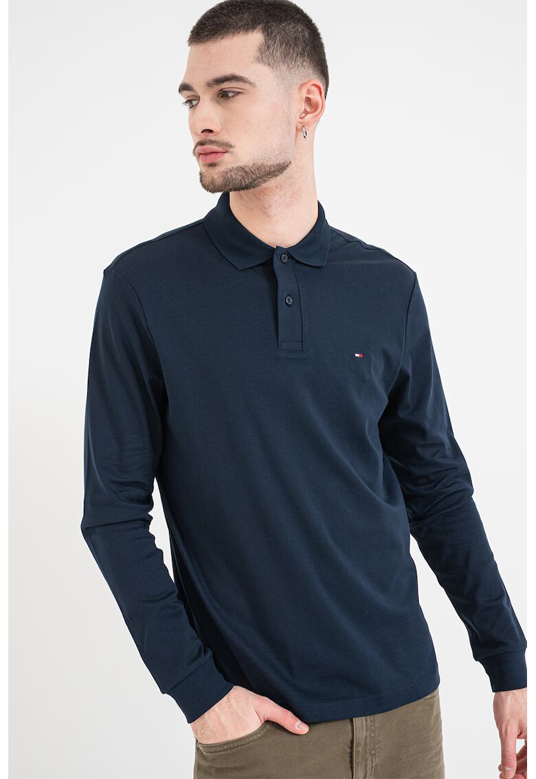 Tommy Hilfiger Bluza polo cu logo discret - Bleumarin