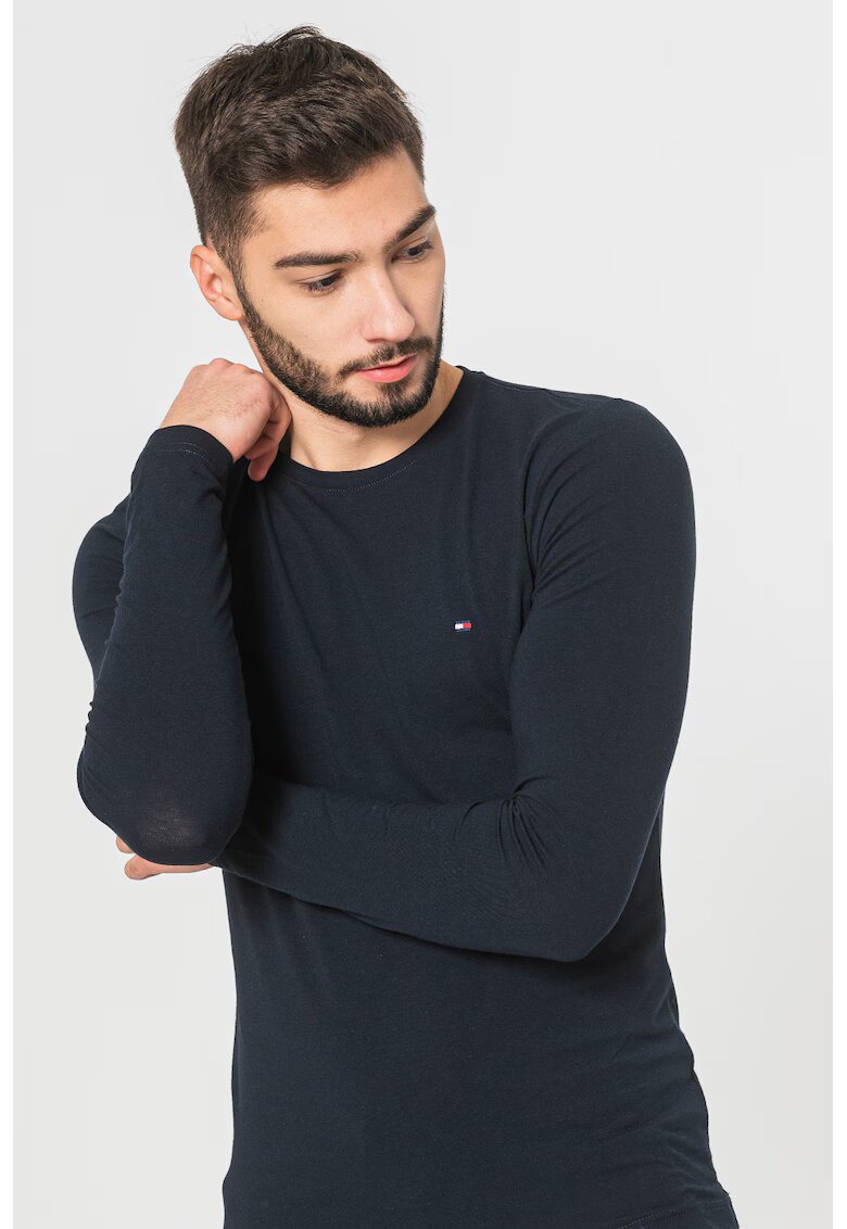 Tommy Hilfiger Bluza slim fit amestec de bumbac organic - Rosu/Alb/Bleumarin