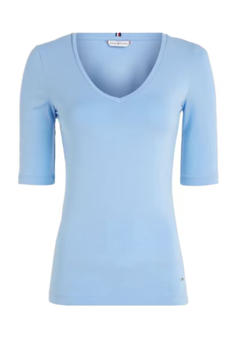 Tommy Hilfiger Bluza slim fit cu maneci trei sferturi
