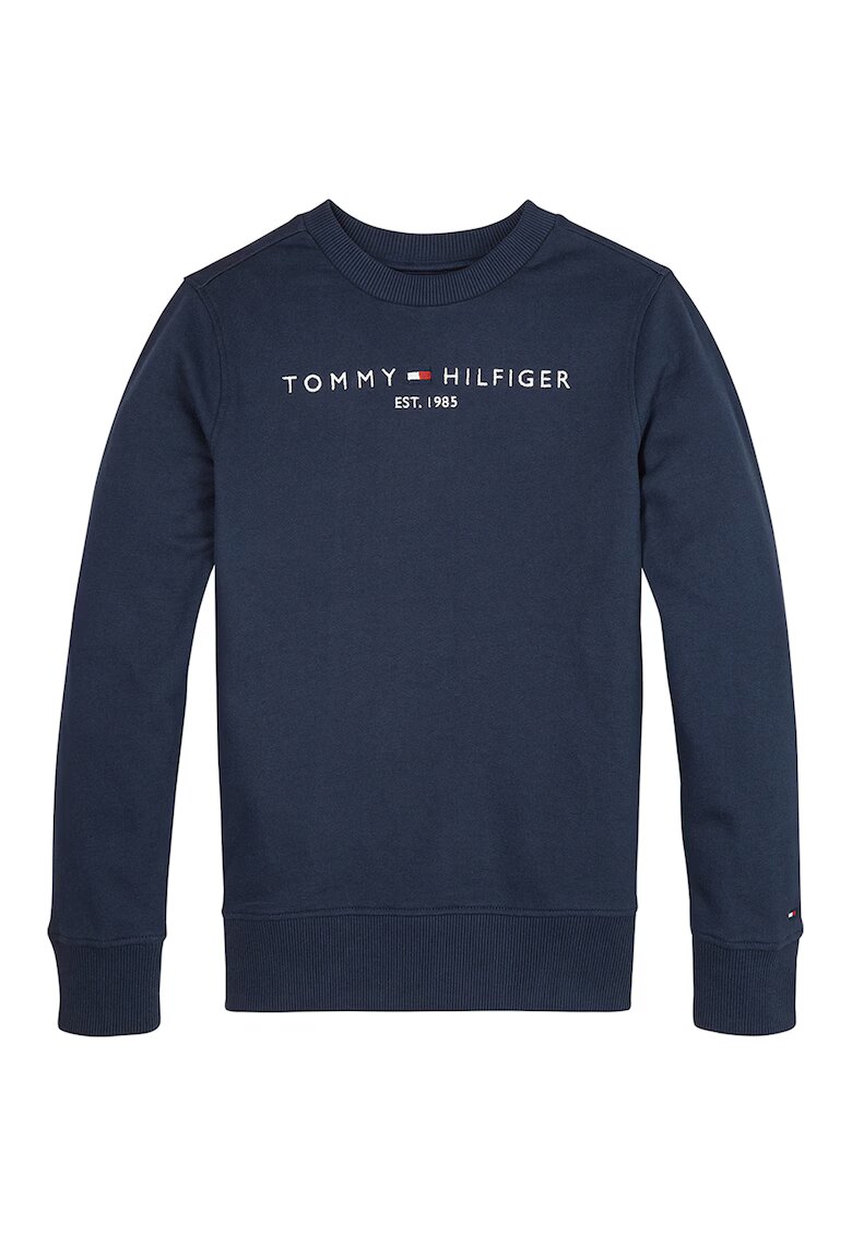 Tommy Hilfiger Bluza sport cu decolteu la baza gatului - cu logo - Alb/Bleumarin