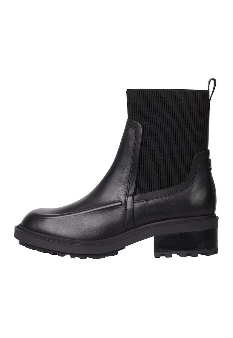 Tommy Hilfiger Botine din piele cu segmente elastice - Negru