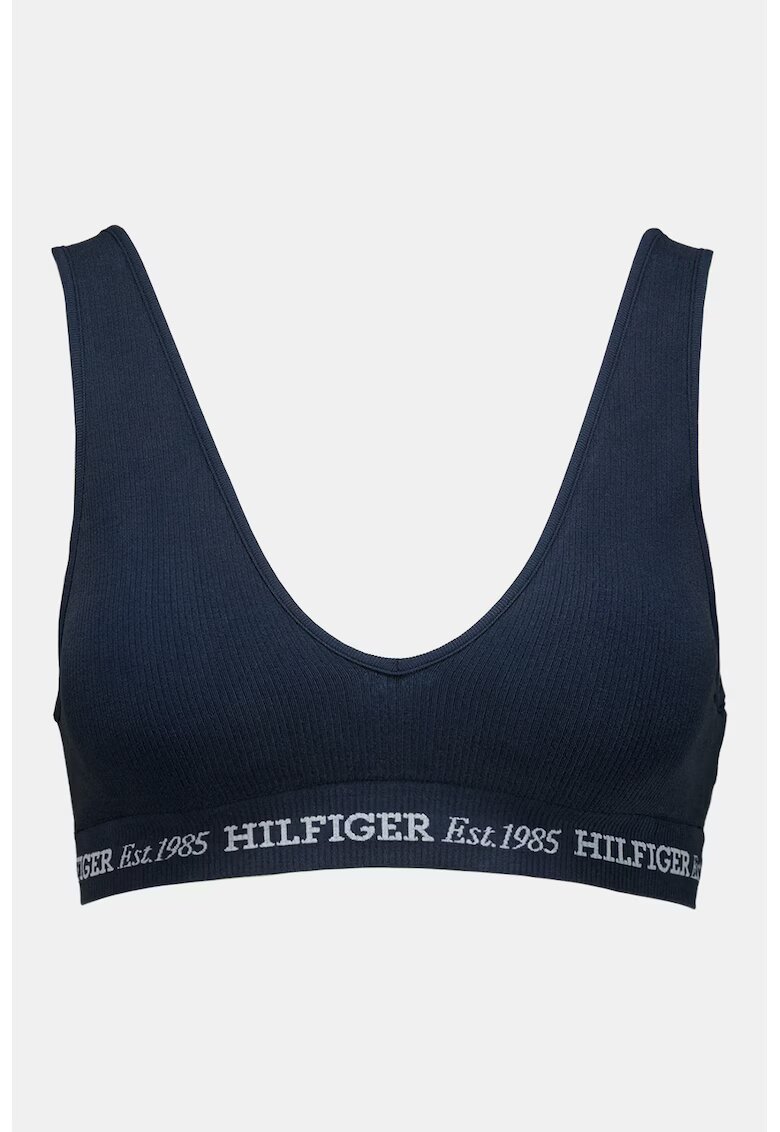 Tommy Hilfiger Bustiera din amestec de bumbac cu banda logo - Albastru ultramarin