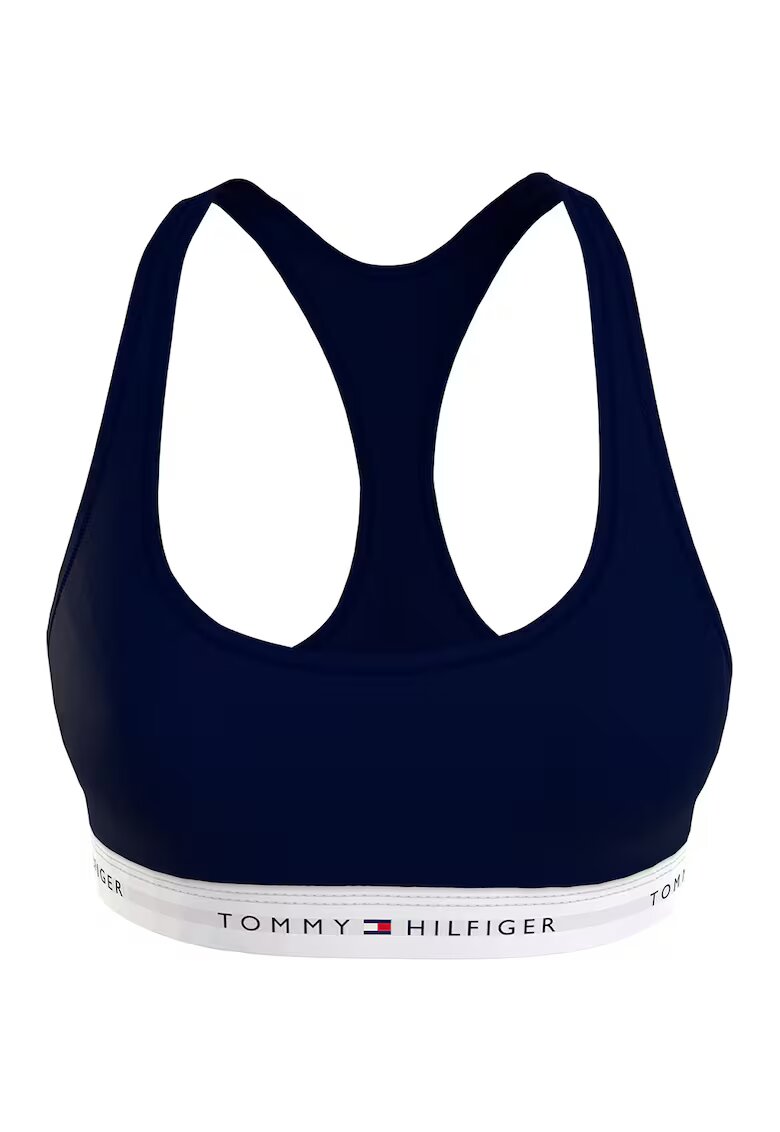 Tommy Hilfiger Bustiera din amestec de modal cu banda logo - Albastru ultramarin