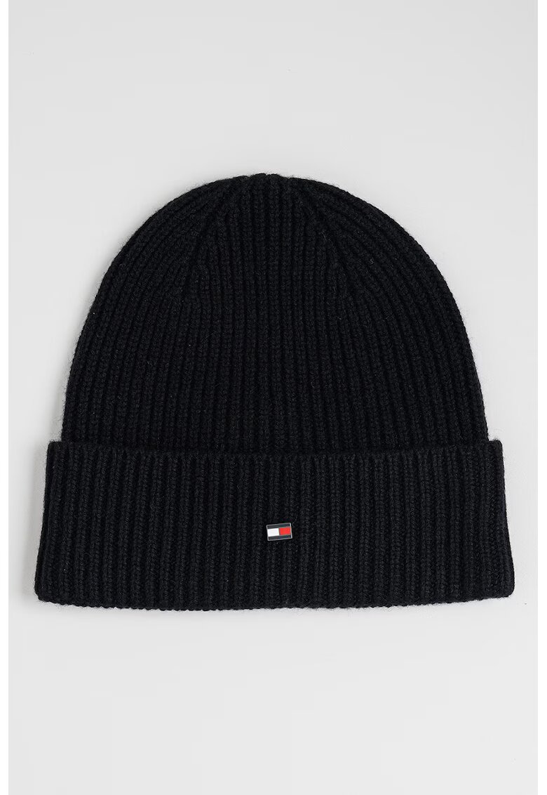 Tommy Hilfiger Caciula din casmir cu detaliu cu logo - Negru