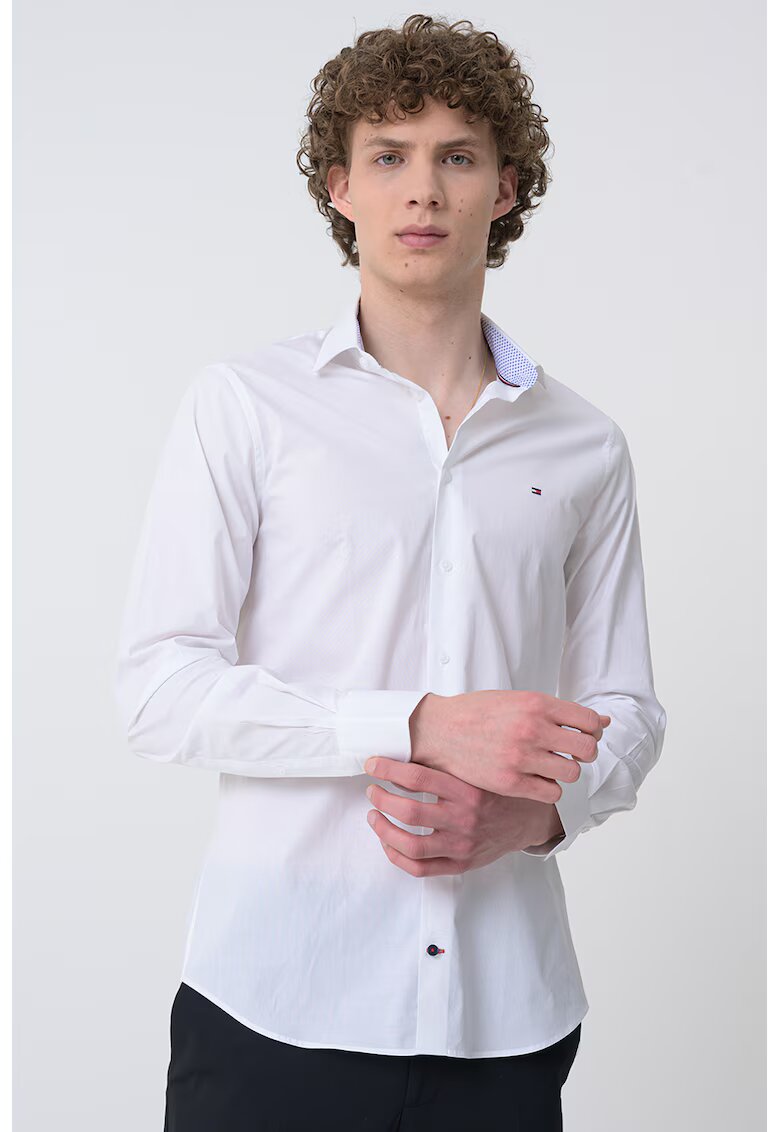 Tommy Hilfiger Camasa cu logo discret - Alb optic