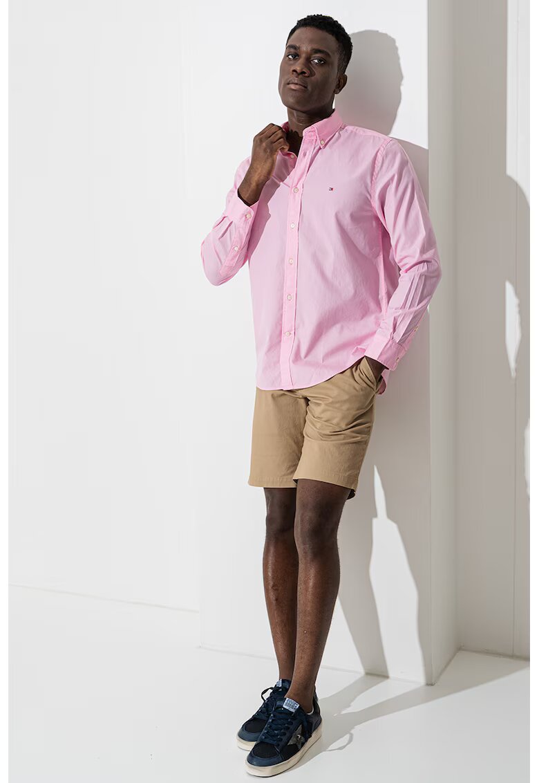 Tommy Hilfiger Camasa de poplin cu guler fixat cu nasturi - Roz pastel