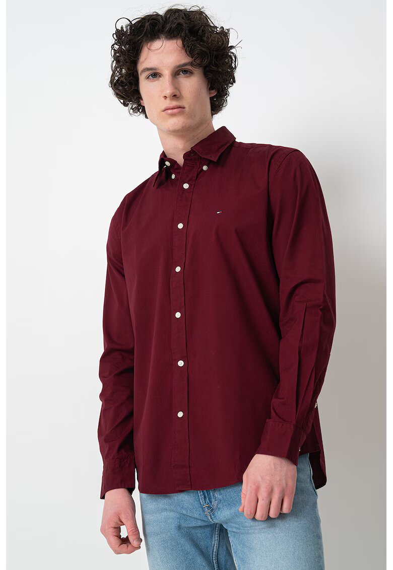 Tommy Hilfiger Camasa de poplin cu guler fixat cu nasturi - Visiniu