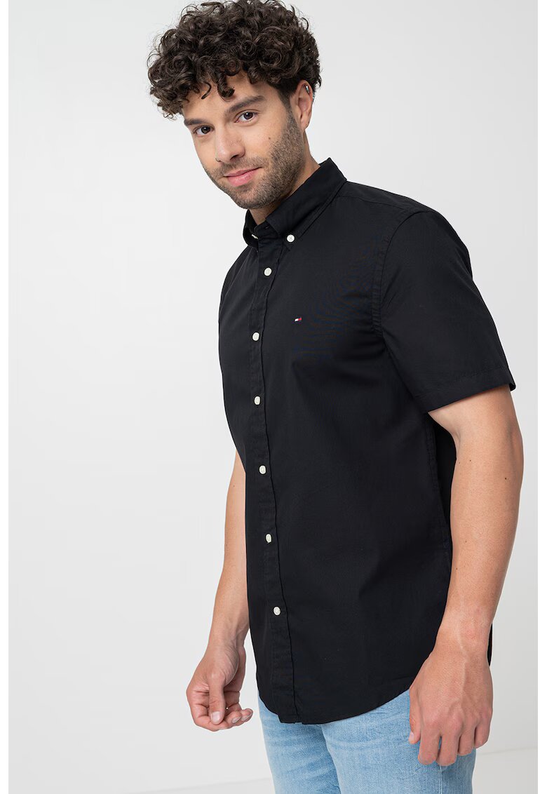 Tommy Hilfiger Camasa de poplin cu maneci scurte - Negru