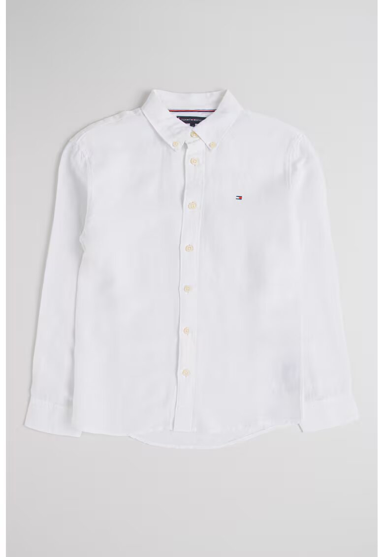 Tommy Hilfiger Camasa din amestec de in cu buzunar pe piept - Alb