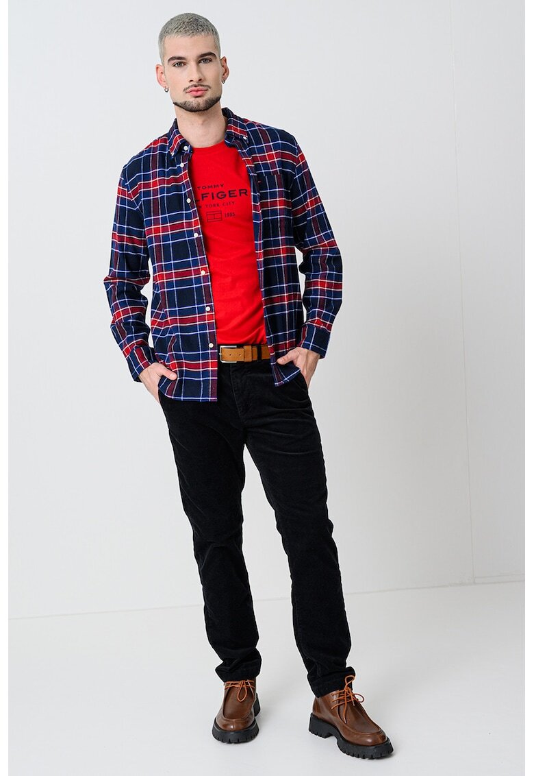 Tommy Hilfiger Camasa oxford cu model in carouri - Alb/Visiniu/Bleumarin