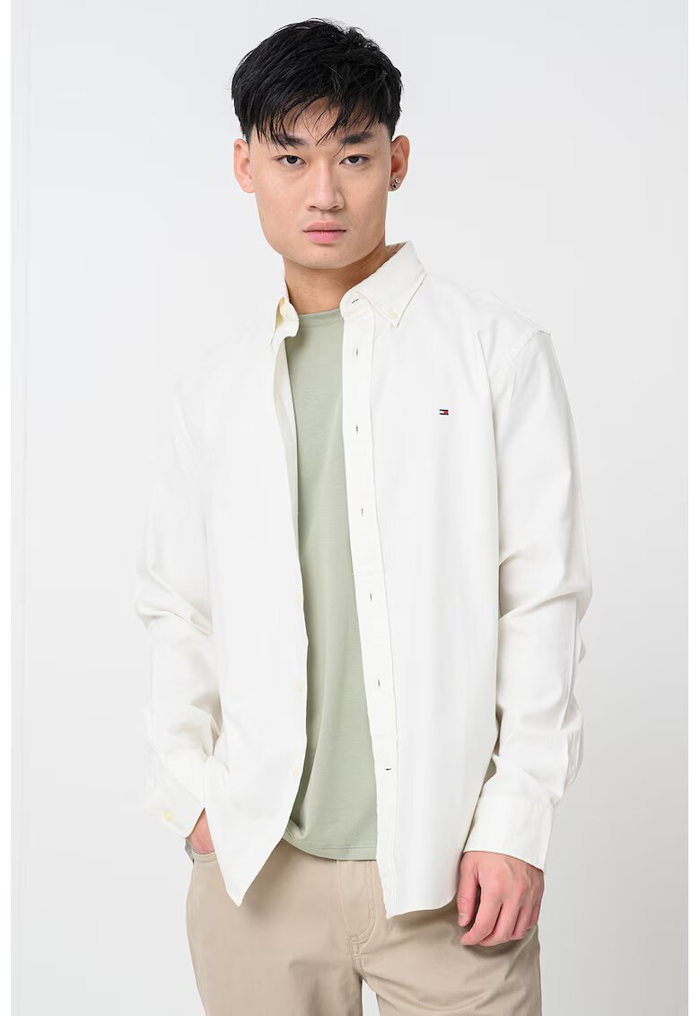 Tommy Hilfiger Camasa oxford din amestec de bumbac - Alb murdar