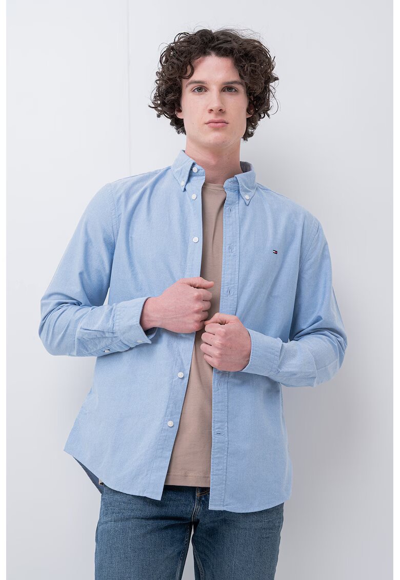 Tommy Hilfiger Camasa Oxford regular fit Heritage - Albastru deschis melange