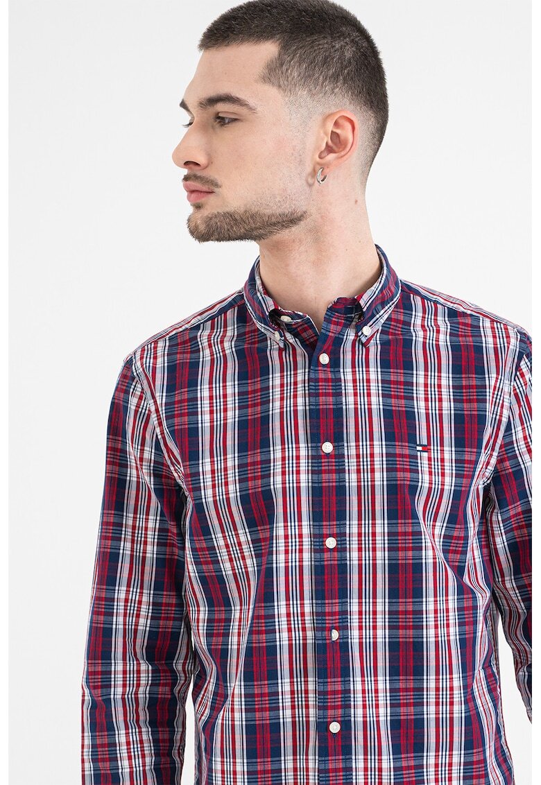 Tommy Hilfiger Camasa regular fit cu model in carouri - Rosu/Gri deschis/Bleumarin
