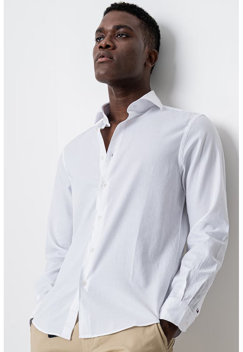 Tommy Hilfiger Camasa regular-fit cu model uni - Alb optic