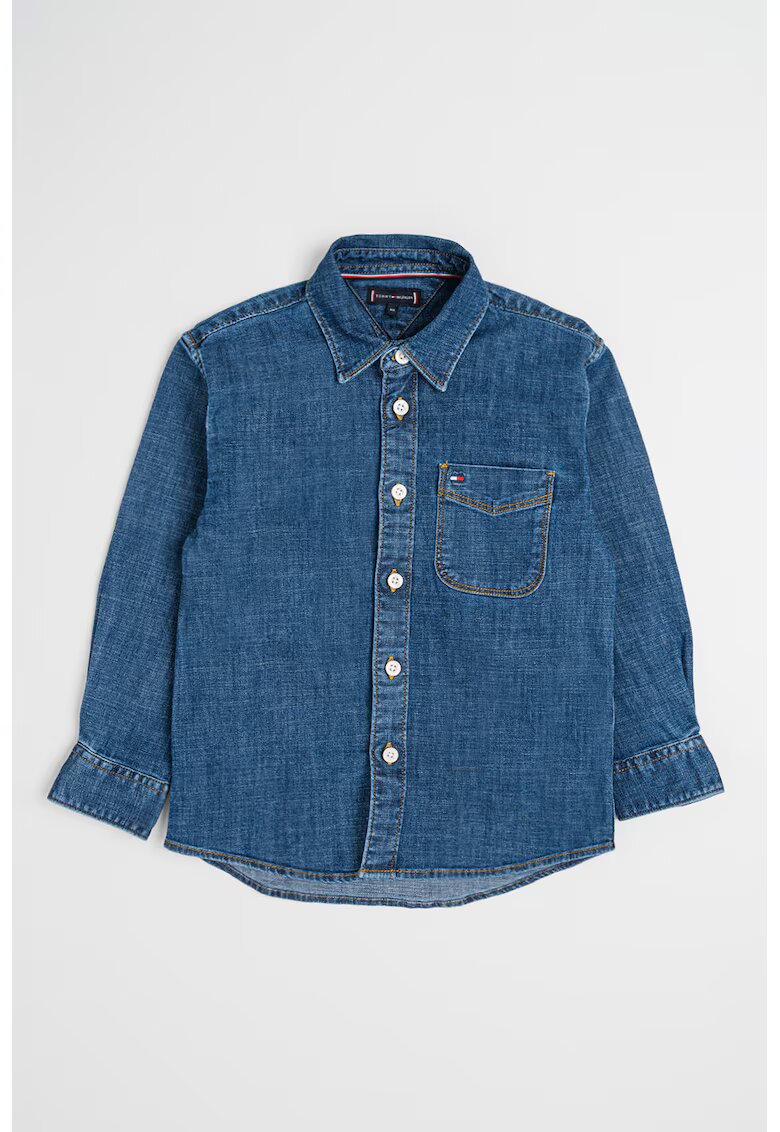 Tommy Hilfiger Camasa relaxed fit de denim cu buzunar pe piept - Albastru inchis