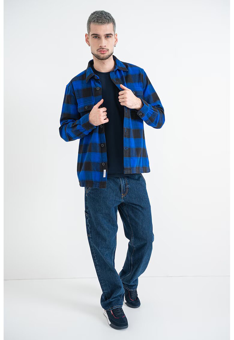 Tommy Hilfiger Camasa relaxed-fit din flanel cu model in carouri - Negru/Albastru