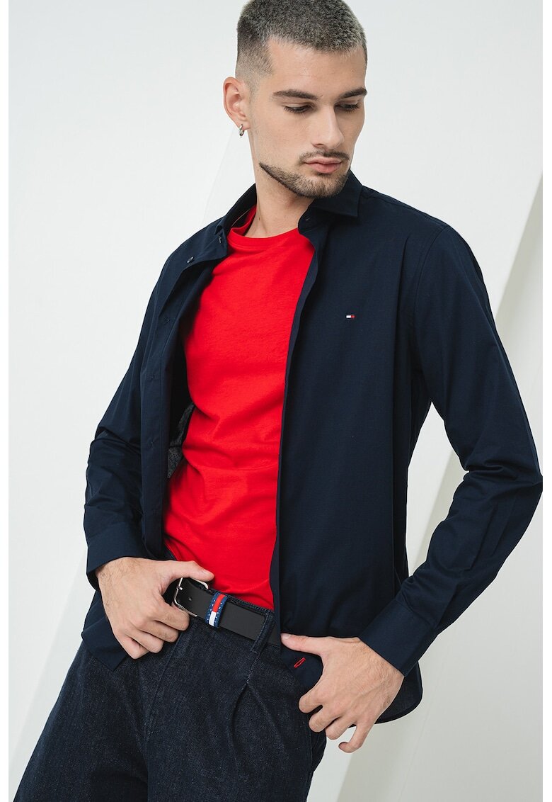 Tommy Hilfiger Camasa slim fit din amestec de bumbac - Albastru ultramarin/Albastru