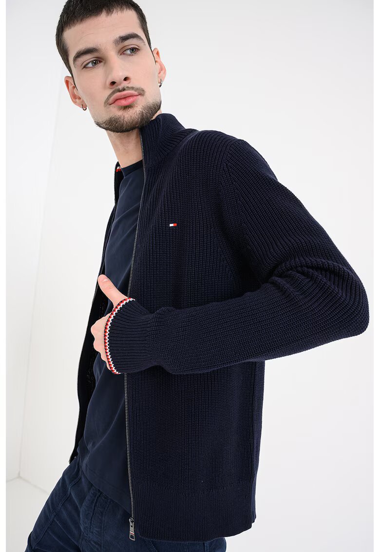 Tommy Hilfiger Cardigan cu maneci cazute si fermoar - Albastru ultramarin